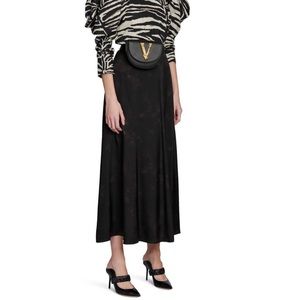 Anine Bing Caroline Silk Black Tie Dye Skirt L